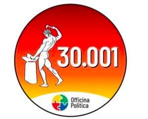 il simbolo di Officina Politica: un  fabbro e... 30.001 cittadini