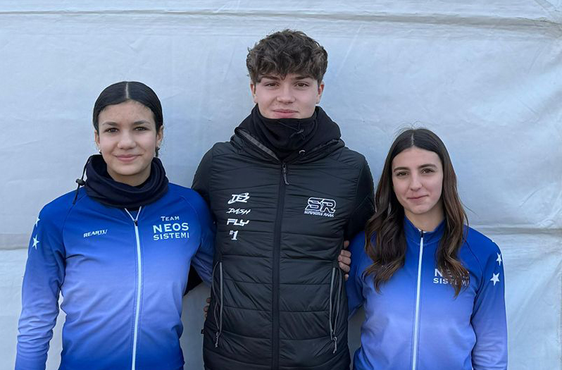 Da sinistra i pattinatori Eva Sciore, Cristian Scassellati e Olivia Sprega in Spagna